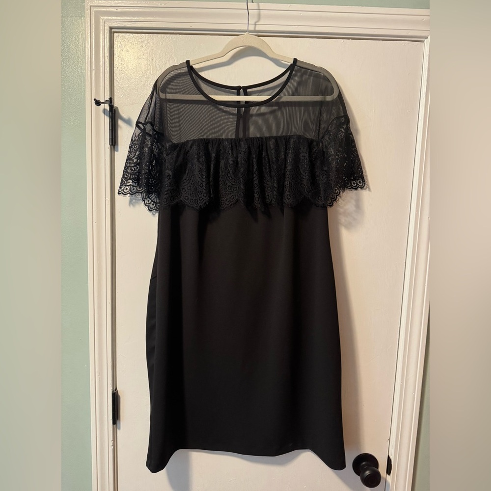 Roz & Ali Black Lace Overlay Dress
